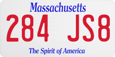 MA license plate 284JS8