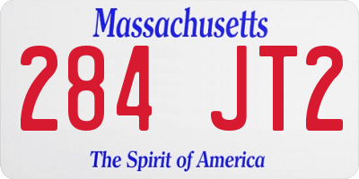 MA license plate 284JT2