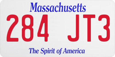 MA license plate 284JT3