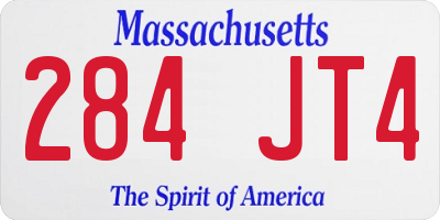 MA license plate 284JT4