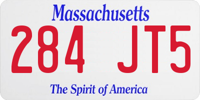 MA license plate 284JT5