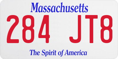 MA license plate 284JT8