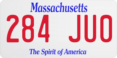 MA license plate 284JU0