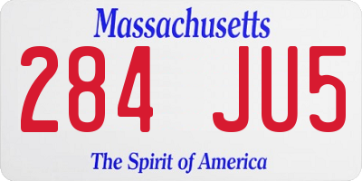 MA license plate 284JU5