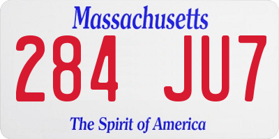 MA license plate 284JU7