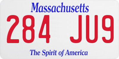 MA license plate 284JU9