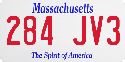 MA license plate 284JV3