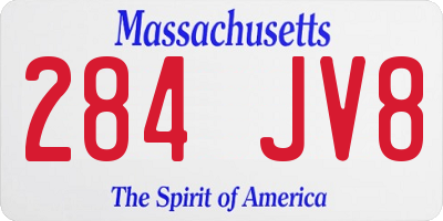 MA license plate 284JV8