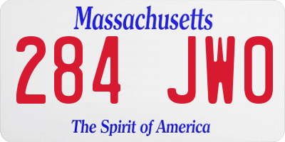 MA license plate 284JW0
