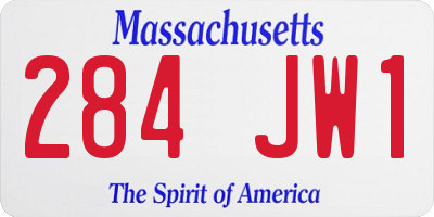 MA license plate 284JW1