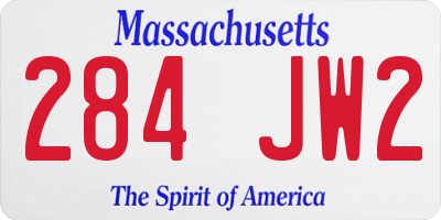 MA license plate 284JW2