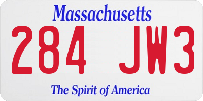 MA license plate 284JW3