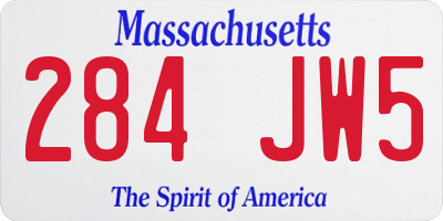 MA license plate 284JW5