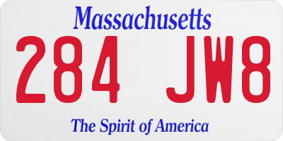 MA license plate 284JW8