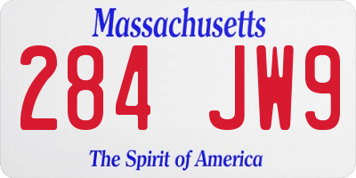 MA license plate 284JW9