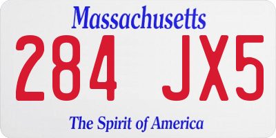 MA license plate 284JX5