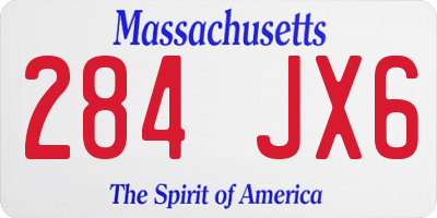 MA license plate 284JX6