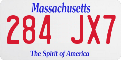 MA license plate 284JX7