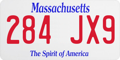 MA license plate 284JX9