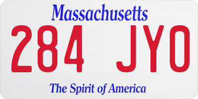 MA license plate 284JY0