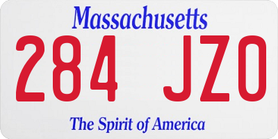 MA license plate 284JZ0