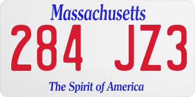 MA license plate 284JZ3