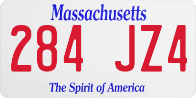 MA license plate 284JZ4