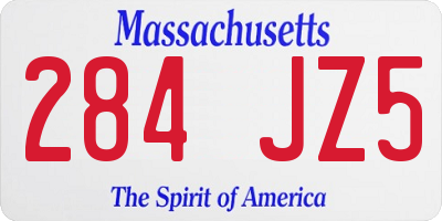 MA license plate 284JZ5