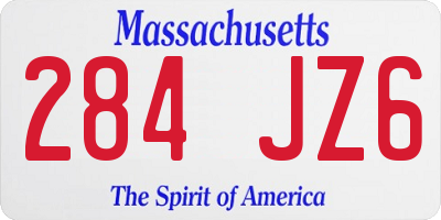 MA license plate 284JZ6