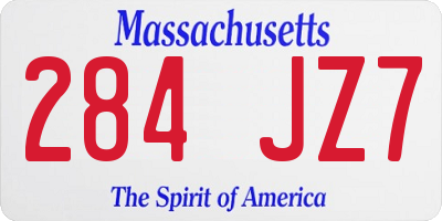 MA license plate 284JZ7