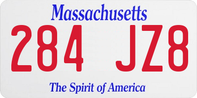 MA license plate 284JZ8