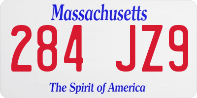 MA license plate 284JZ9