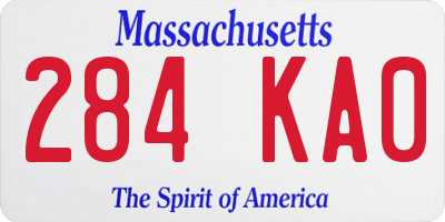 MA license plate 284KA0