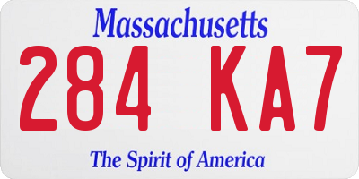 MA license plate 284KA7