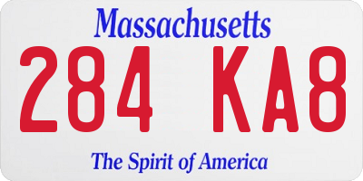 MA license plate 284KA8