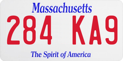 MA license plate 284KA9