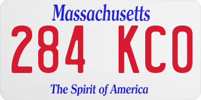 MA license plate 284KC0