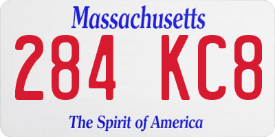 MA license plate 284KC8