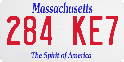 MA license plate 284KE7