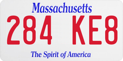 MA license plate 284KE8