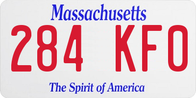 MA license plate 284KF0