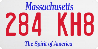MA license plate 284KH8