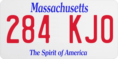 MA license plate 284KJ0
