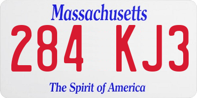 MA license plate 284KJ3