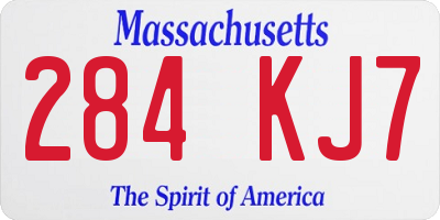 MA license plate 284KJ7