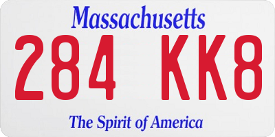 MA license plate 284KK8