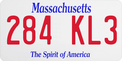 MA license plate 284KL3