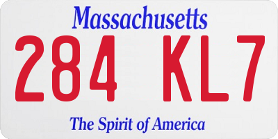 MA license plate 284KL7