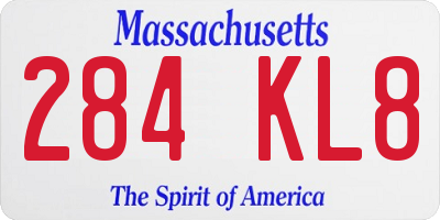 MA license plate 284KL8