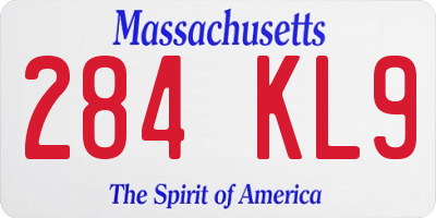 MA license plate 284KL9